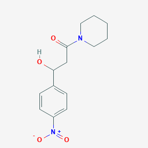 molecular formula C14H18N2O4 B14536310 Piperidine, 1-[3-hydroxy-3-(4-nitrophenyl)-1-oxopropyl]- CAS No. 61960-78-9