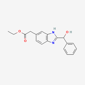 molecular formula C18H18N2O3 B14536411 Ethyl {2-[hydroxy(phenyl)methyl]-1H-benzimidazol-6-yl}acetate CAS No. 62468-10-4