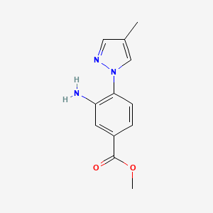 molecular formula C12H13N3O2 B1453642 methyl 3-amino-4-(4-methyl-1H-pyrazol-1-yl)benzoate CAS No. 1291529-53-7