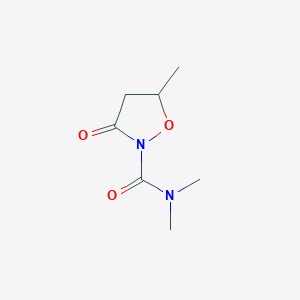 molecular formula C7H12N2O3 B14536473 N,N,5-Trimethyl-3-oxo-1,2-oxazolidine-2-carboxamide CAS No. 62243-05-4