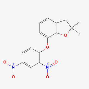 molecular formula C16H14N2O6 B14536552 Benzofuran, 7-(2,4-dinitrophenoxy)-2,3-dihydro-2,2-dimethyl- CAS No. 62059-44-3