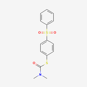 molecular formula C15H15NO3S2 B14536661 S-[4-(Benzenesulfonyl)phenyl] dimethylcarbamothioate CAS No. 62489-03-6