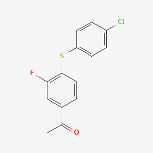 molecular formula C14H10ClFOS B1453668 1-{4-[(4-Chlorophenyl)thio]-3-fluorophenyl}ethanone CAS No. 1030429-38-9