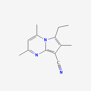 molecular formula C13H15N3 B14536791 Pyrrolo[1,2-a]pyrimidine-8-carbonitrile, 6-ethyl-2,4,7-trimethyl- CAS No. 62136-31-6