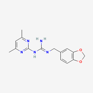 molecular formula C15H17N5O2 B1453682 N-(1,3-Benzodioxol-5-ylmethyl)-N'-(4,6-dimethylpyrimidin-2-yl)guanidine CAS No. 675142-99-1