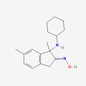 molecular formula C17H24N2O B14536889 N-[1-(Cyclohexylamino)-1,6-dimethyl-1,3-dihydro-2H-inden-2-ylidene]hydroxylamine CAS No. 61957-38-8