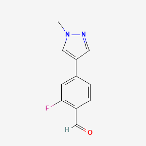 molecular formula C11H9FN2O B1453713 2-fluoro-4-(1-methyl-1H-pyrazol-4-yl)benzaldehyde CAS No. 1183623-74-6