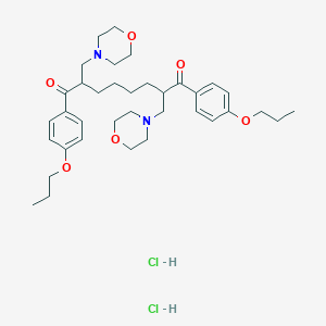 molecular formula C36H54Cl2N2O6 B145372 2,7-Bis(4-morpholinylmethyl)-1,8-bis(4-propoxyphenyl)-1,8-octanedione dihydrochloride CAS No. 138371-23-0