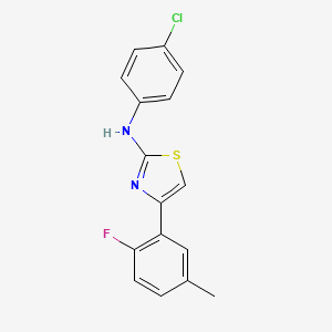 molecular formula C16H12ClFN2S B14537297 N-(4-Chlorophenyl)-4-(2-fluoro-5-methylphenyl)-1,3-thiazol-2-amine CAS No. 62433-41-4