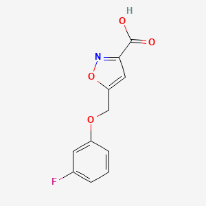 molecular formula C11H8FNO4 B1453757 5-((3-Fluorophenoxy)methyl)isoxazole-3-carboxylic acid CAS No. 1226003-13-9