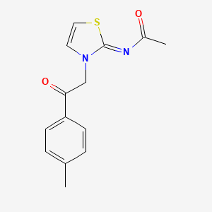 molecular formula C14H14N2O2S B14537601 N-{3-[2-(4-Methylphenyl)-2-oxoethyl]-1,3-thiazol-2(3H)-ylidene}acetamide CAS No. 62284-57-5
