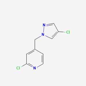 molecular formula C9H7Cl2N3 B1453789 2-氯-4-[(4-氯-1H-吡唑-1-基)甲基]吡啶 CAS No. 1248056-07-6