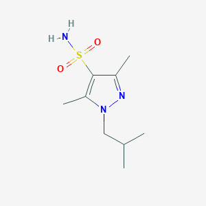 molecular formula C9H17N3O2S B1453793 3,5-二甲基-1-(2-甲基丙基)-1H-吡唑-4-磺酰胺 CAS No. 1251037-85-0