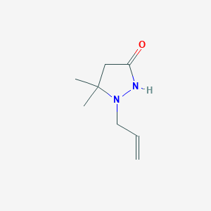 molecular formula C8H14N2O B145384 5,5-Dimethyl-1-prop-2-enylpyrazolidin-3-one CAS No. 131390-87-9