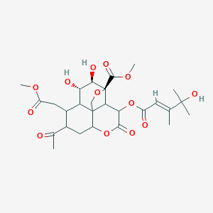 Methyl (11S,12R,13S)-8-acetyl-11,12-dihydroxy-3-[(E)-4-hydroxy-3,4-dimethylpent-2-enoyl]oxy-9-(2-methoxy-2-oxoethyl)-4-oxo-5,14-dioxatetracyclo[8.5.0.01,6.02,13]pentadecane-13-carboxylate