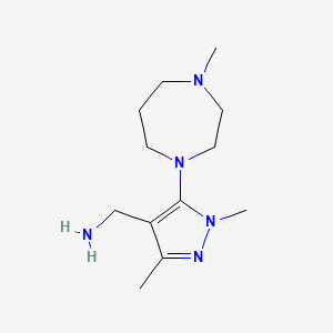 molecular formula C12H23N5 B1453854 [1,3-dimethyl-5-(4-methyl-1,4-diazepan-1-yl)-1H-pyrazol-4-yl]methanamine CAS No. 1152579-20-8