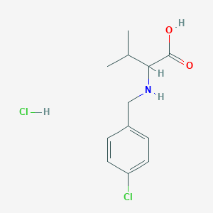 molecular formula C12H17Cl2NO2 B1453862 2-{[(4-Chlorophenyl)methyl]amino}-3-methylbutanoic acid hydrochloride CAS No. 1396965-14-2