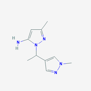 molecular formula C10H15N5 B1453908 3-甲基-1-[1-(1-甲基-1H-吡唑-4-基)乙基]-1H-吡唑-5-胺 CAS No. 1249525-04-9
