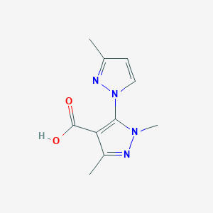 molecular formula C10H12N4O2 B1453914 1,3-二甲基-5-(3-甲基-1H-吡唑-1-基)-1H-吡唑-4-羧酸 CAS No. 1251301-46-8