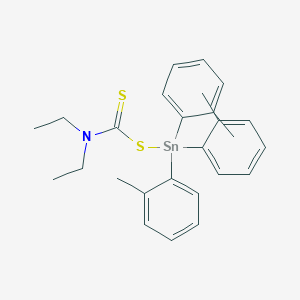 molecular formula C26H31NS2Sn B14539417 N-Ethyl-N-({[tris(2-methylphenyl)stannyl]sulfanyl}carbonothioyl)ethanamine CAS No. 62116-86-3
