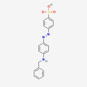 molecular formula C19H17N3O3S B14539546 Benzenesulfonic acid, 4-[[4-[(phenylmethyl)amino]phenyl]azo]- CAS No. 61973-36-2