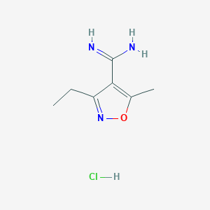 molecular formula C7H12ClN3O B1453966 3-Ethyl-5-methyl-1,2-oxazole-4-carboximidamide hydrochloride CAS No. 1170453-95-8