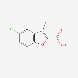 molecular formula C11H9ClO3 B1453973 5-Chloro-3,7-dimethyl-1-benzofuran-2-carboxylic acid CAS No. 1019115-66-2