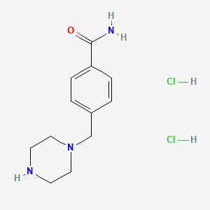 molecular formula C12H19Cl2N3O B1453975 4-(Piperazin-1-ylmethyl)benzamide dihydrochloride CAS No. 1173054-28-8