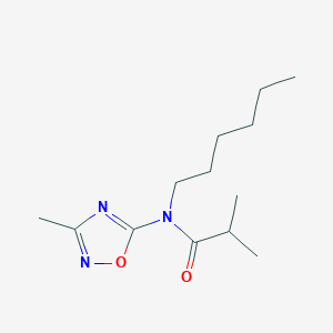 molecular formula C13H23N3O2 B14539814 N-Hexyl-2-methyl-N-(3-methyl-1,2,4-oxadiazol-5-YL)propanamide CAS No. 62347-67-5