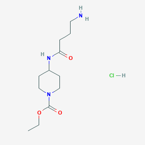 molecular formula C12H24ClN3O3 B1453990 Ethyl 4-(4-aminobutanamido)piperidine-1-carboxylate hydrochloride CAS No. 1170957-61-5