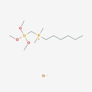 molecular formula C12H30BrO3PSi B14540142 Hexyl(dimethyl)[(trimethoxysilyl)methyl]phosphanium bromide CAS No. 62077-92-3