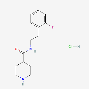 molecular formula C14H20ClFN2O B1454016 N-[2-(2-fluorophenyl)ethyl]piperidine-4-carboxamide hydrochloride CAS No. 1172035-08-3
