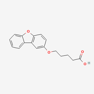 molecular formula C17H16O4 B1454022 5-{8-oxatricyclo[7.4.0.0,2,7]trideca-1(9),2(7),3,5,10,12-hexaen-4-yloxy}pentanoic acid CAS No. 1094702-67-6
