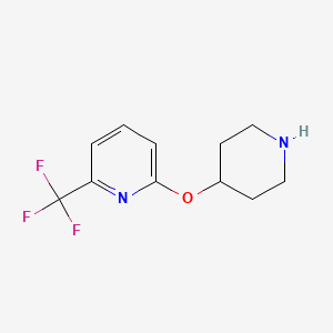 molecular formula C11H13F3N2O B1454067 2-(Piperidin-4-yloxy)-6-(trifluoromethyl)pyridine CAS No. 1428233-33-3
