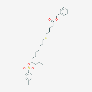 molecular formula C30H44O5S2 B145408 14-(R,S)-Tosyloxy-6-thiaheptadecanoic acid benzyl ester CAS No. 137564-70-6