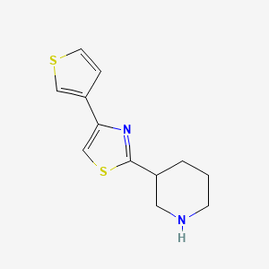 molecular formula C12H14N2S2 B1454086 2-(Piperidin-3-yl)-4-(thiophen-3-yl)thiazole CAS No. 1249036-05-2
