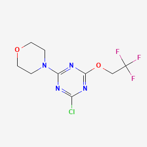 molecular formula C9H10ClF3N4O2 B1454088 2-Chloro-4-(morpholin-4-yl)-6-(2,2,2-trifluoroethoxy)-1,3,5-triazine CAS No. 1283693-68-4