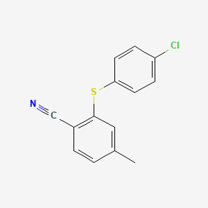 molecular formula C14H10ClNS B1454090 2-[(4-Chlorophenyl)sulfanyl]-4-methylbenzonitrile CAS No. 1405886-75-0