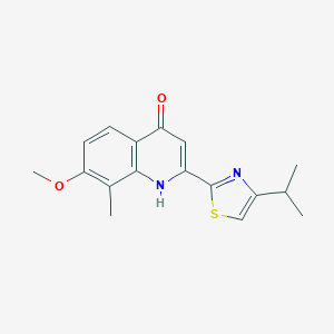 molecular formula C17H18N2O2S B1454138 2-(4-Isopropylthiazol-2-YL)-7-methoxy-8-methylquinolin-4-OL CAS No. 923289-21-8