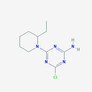 molecular formula C10H16ClN5 B1454145 4-Chloro-6-(2-ethyl-1-piperidinyl)-1,3,5-triazin-2-amine CAS No. 1220038-44-7