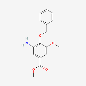 molecular formula C16H17NO4 B1454194 Methyl 3-amino-4-(benzyloxy)-5-methoxybenzenecarboxylate CAS No. 1221791-79-2