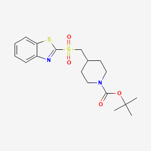 molecular formula C18H24N2O4S2 B1454228 叔丁基 4-[(1,3-苯并噻唑-2-磺酰基)甲基]哌啶-1-甲酸酯 CAS No. 1255146-97-4