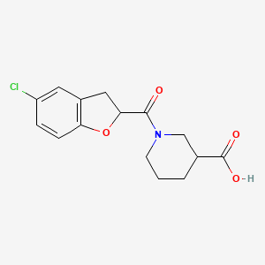 molecular formula C15H16ClNO4 B1454235 1-[(5-氯-2,3-二氢-1-苯并呋喃-2-基)羰基]哌啶-3-羧酸 CAS No. 1098369-17-5