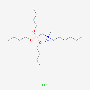 molecular formula C21H48ClNO3Si B14542673 N,N-Dimethyl-N-[(tributoxysilyl)methyl]hexan-1-aminium chloride CAS No. 62117-61-7