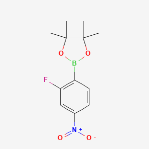 molecular formula C12H15BFNO4 B1454273 2-(2-Fluoro-4-nitrophenyl)-4,4,5,5-tetramethyl-1,3,2-dioxaborolane CAS No. 1073353-89-5