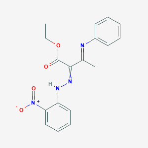 molecular formula C18H18N4O4 B14542989 Ethyl (3E)-2-[2-(2-nitrophenyl)hydrazinylidene]-3-(phenylimino)butanoate CAS No. 62008-99-5