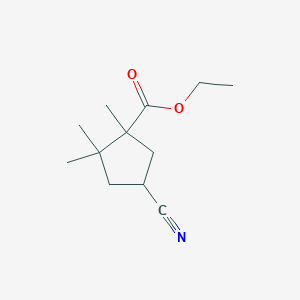molecular formula C12H19NO2 B14543103 Ethyl 4-cyano-1,2,2-trimethylcyclopentane-1-carboxylate CAS No. 62344-98-3