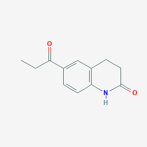 molecular formula C12H13NO2 B14543215 6-Propanoyl-3,4-dihydroquinolin-2(1H)-one CAS No. 62245-13-0