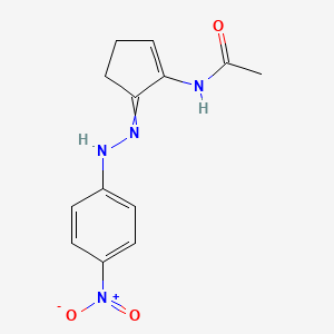 molecular formula C13H14N4O3 B14543336 N-{5-[2-(4-Nitrophenyl)hydrazinylidene]cyclopent-1-en-1-yl}acetamide CAS No. 62372-82-1