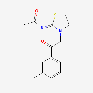 molecular formula C14H16N2O2S B14543468 N-{3-[2-(3-Methylphenyl)-2-oxoethyl]-1,3-thiazolidin-2-ylidene}acetamide CAS No. 62284-65-5